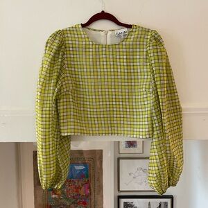 GANNI puff sleeve blouse